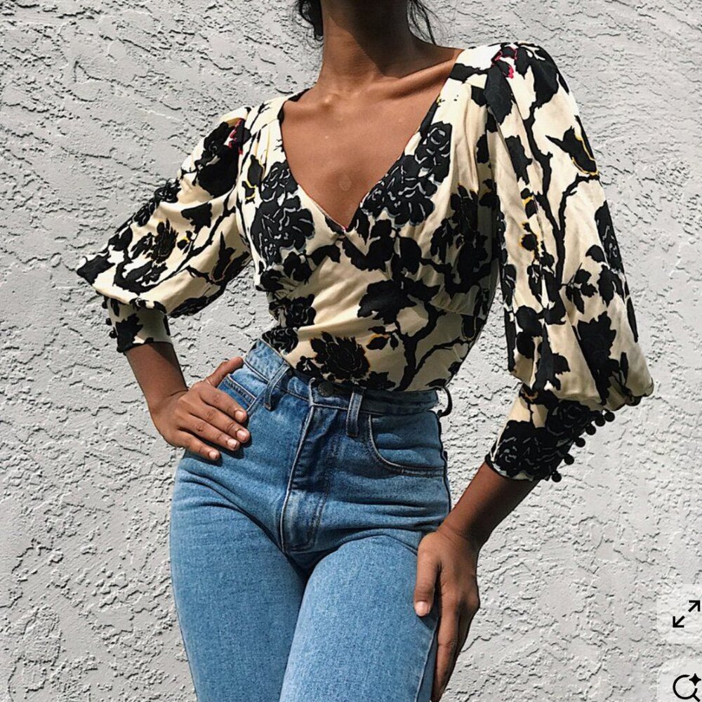 Diane Von Furstenberg floral china garden blouse top